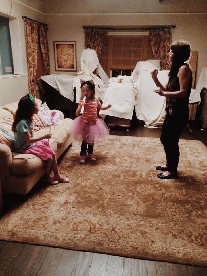 Raegan and Aubrey rehearsing with director Gail Mancuso