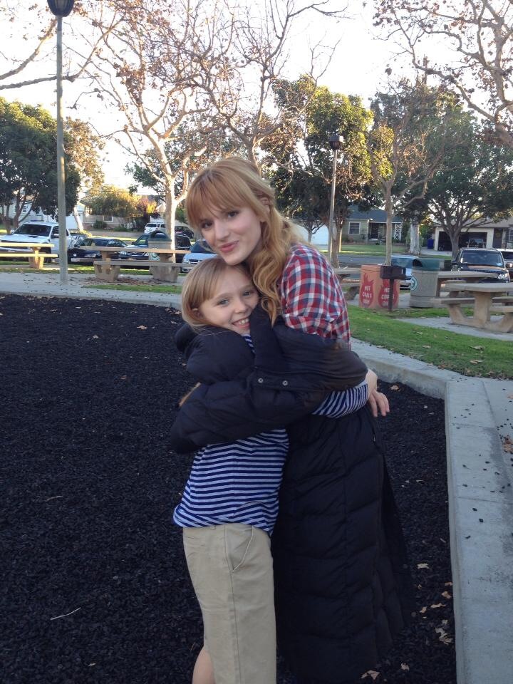 Savannah Douglas with Bella Thorne on the set of Home Invasion