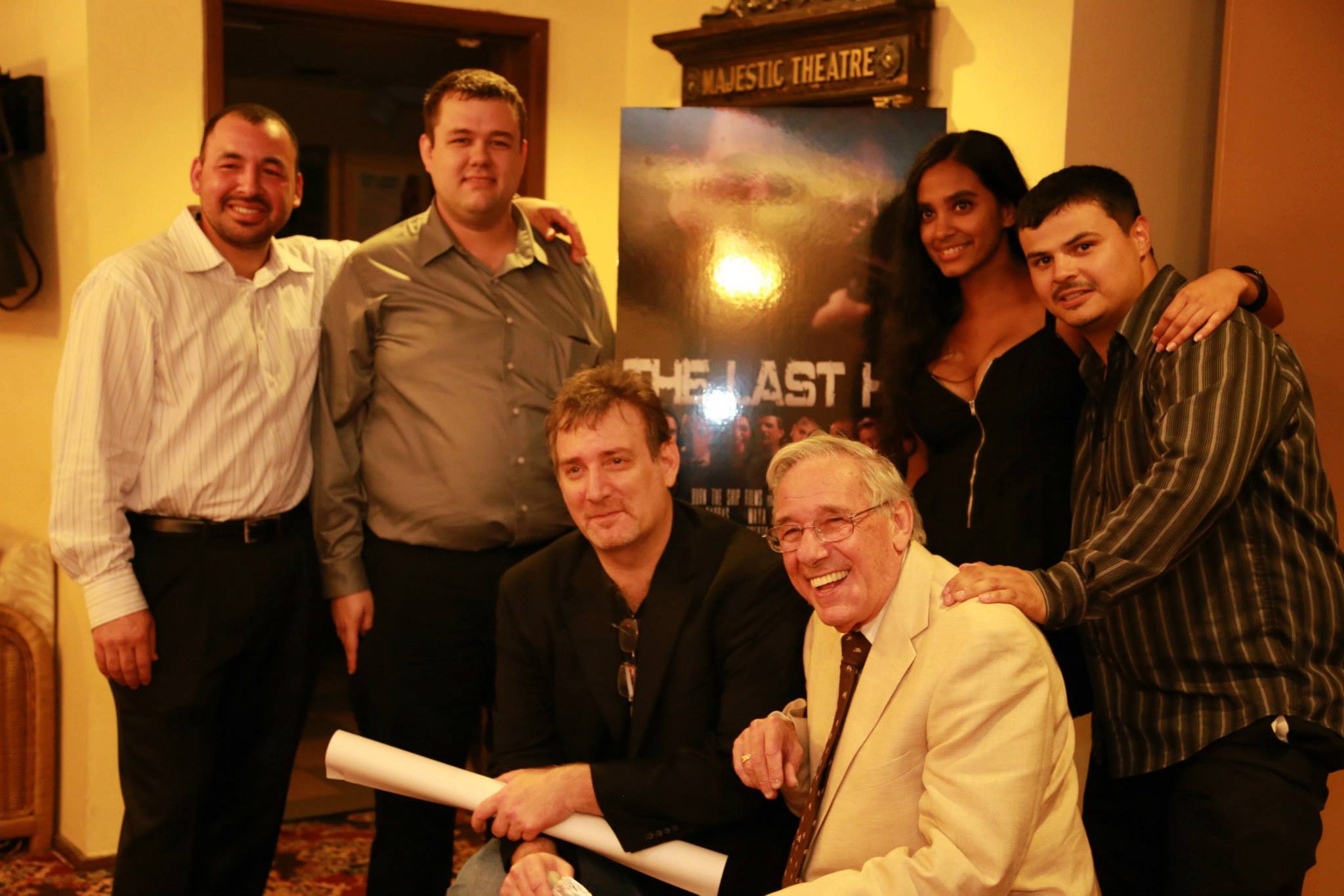 L to R: Roberto Garcia, Mike Glier, Louis Pappas, Irwin Levenstein, Kavita Lowtan, and Jonathan Delgado, at the cast and crew screening of The Last Hit.
