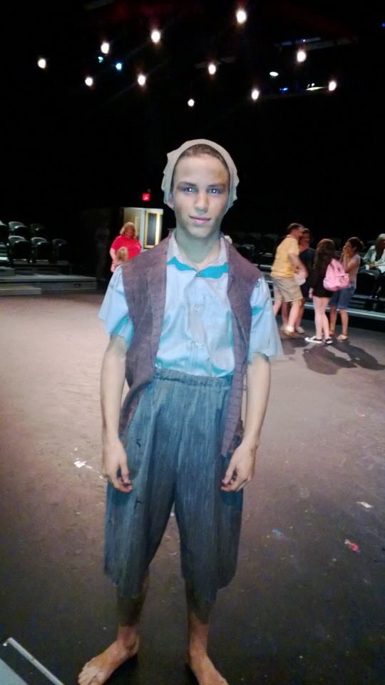 Kurt Pena as Bellings/Narrator after a performance of Nicolas and Smike