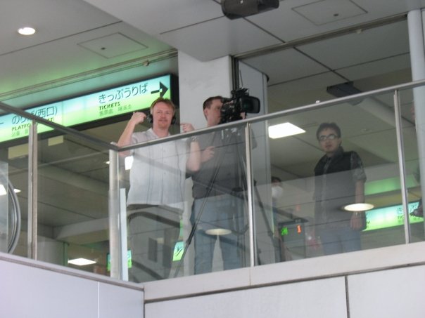 David Holland and crew in subway station in Yokohama Japan