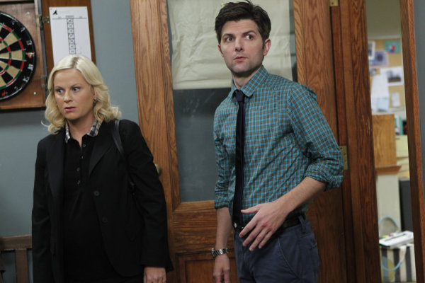 Still of Adam Scott and Amy Poehler in Parks and Recreation (2009)