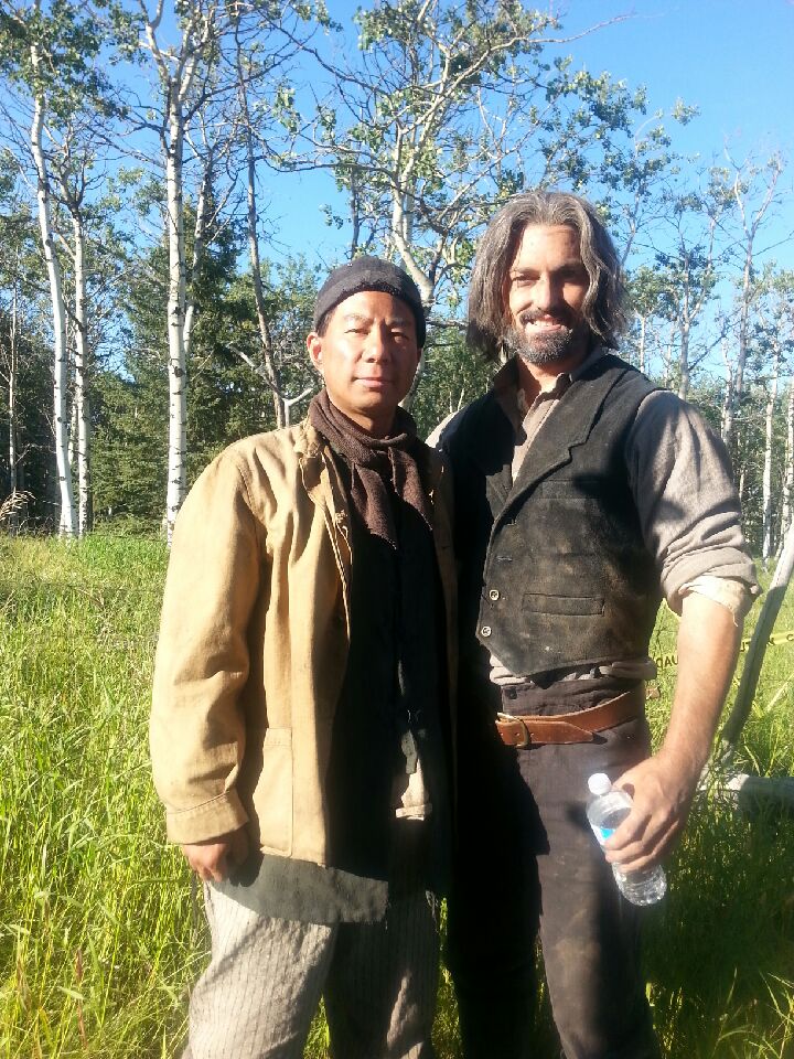 Gary Mah & Dave Burchill (as Cullen Bohannan's photo double) on set of Hell on Wheel's (2015)