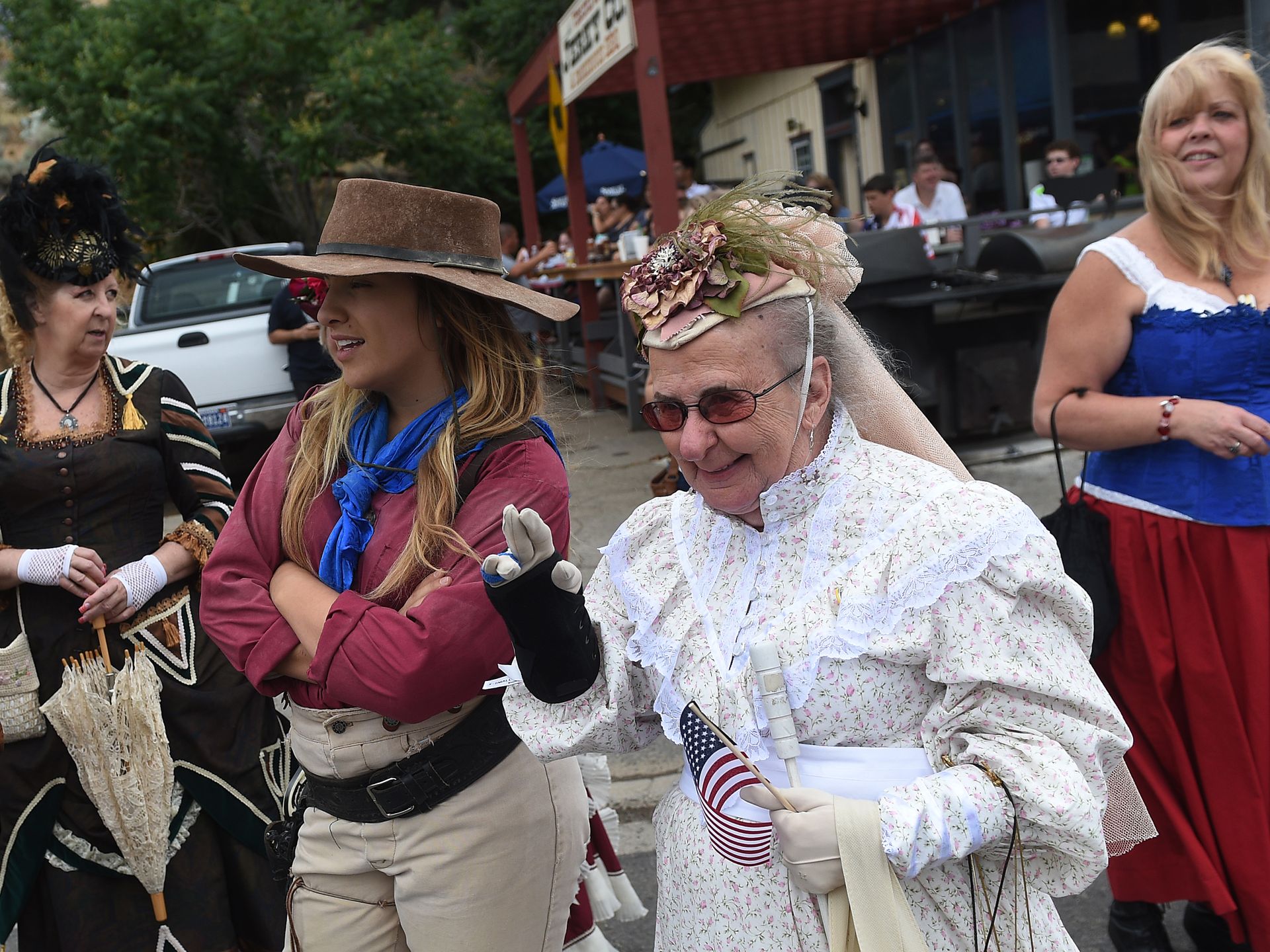 Alana Phillips waiting to walk in the Virginia City Independence Day Parade. (July 4, 2015_