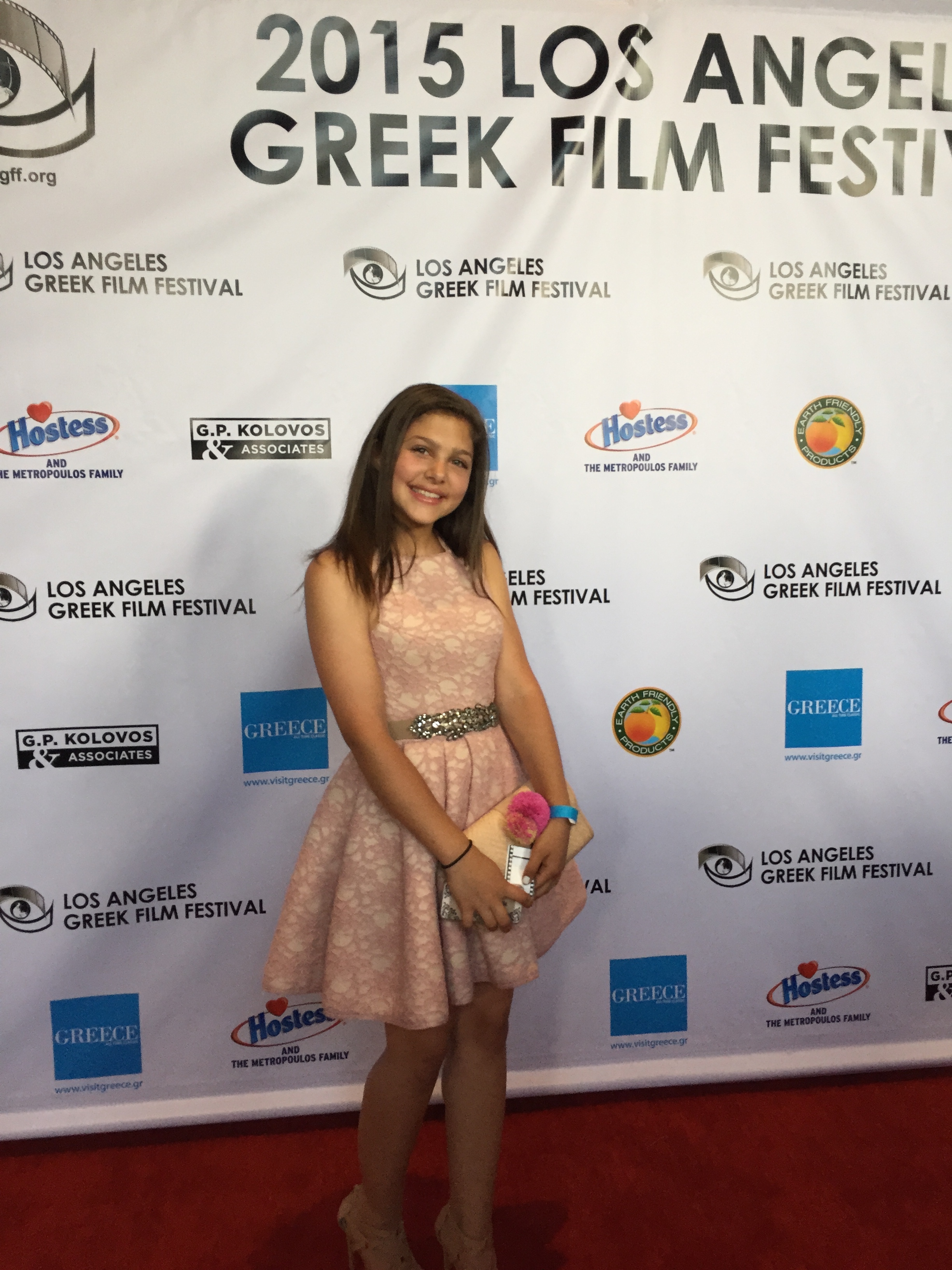 Michelle Yolyan at 2015 LA Greek Film Festival presenting Straw Dolls. The short movie by Jon Milano.