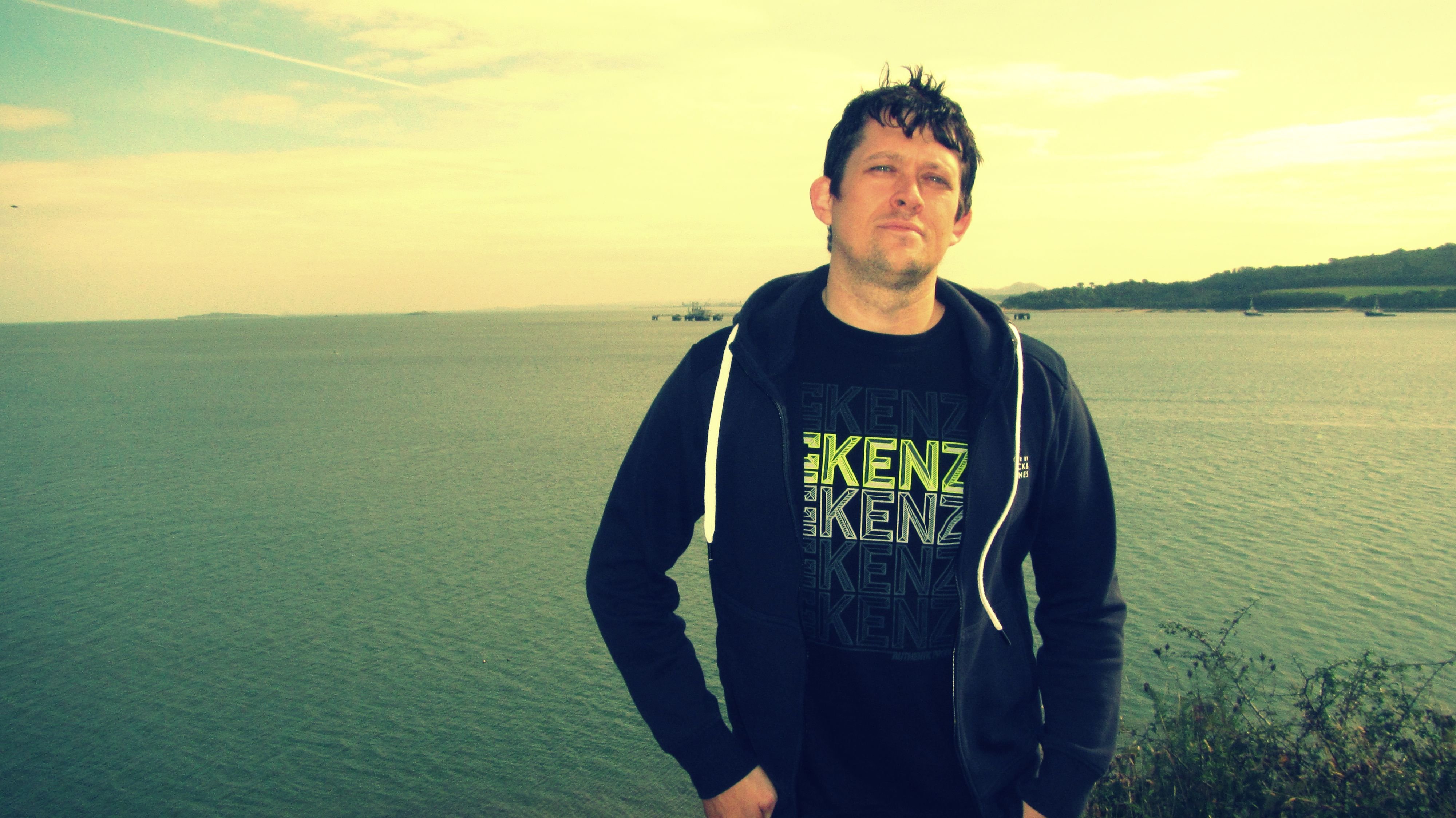 Andrew on location on the cliffs of Carlingnose Point.