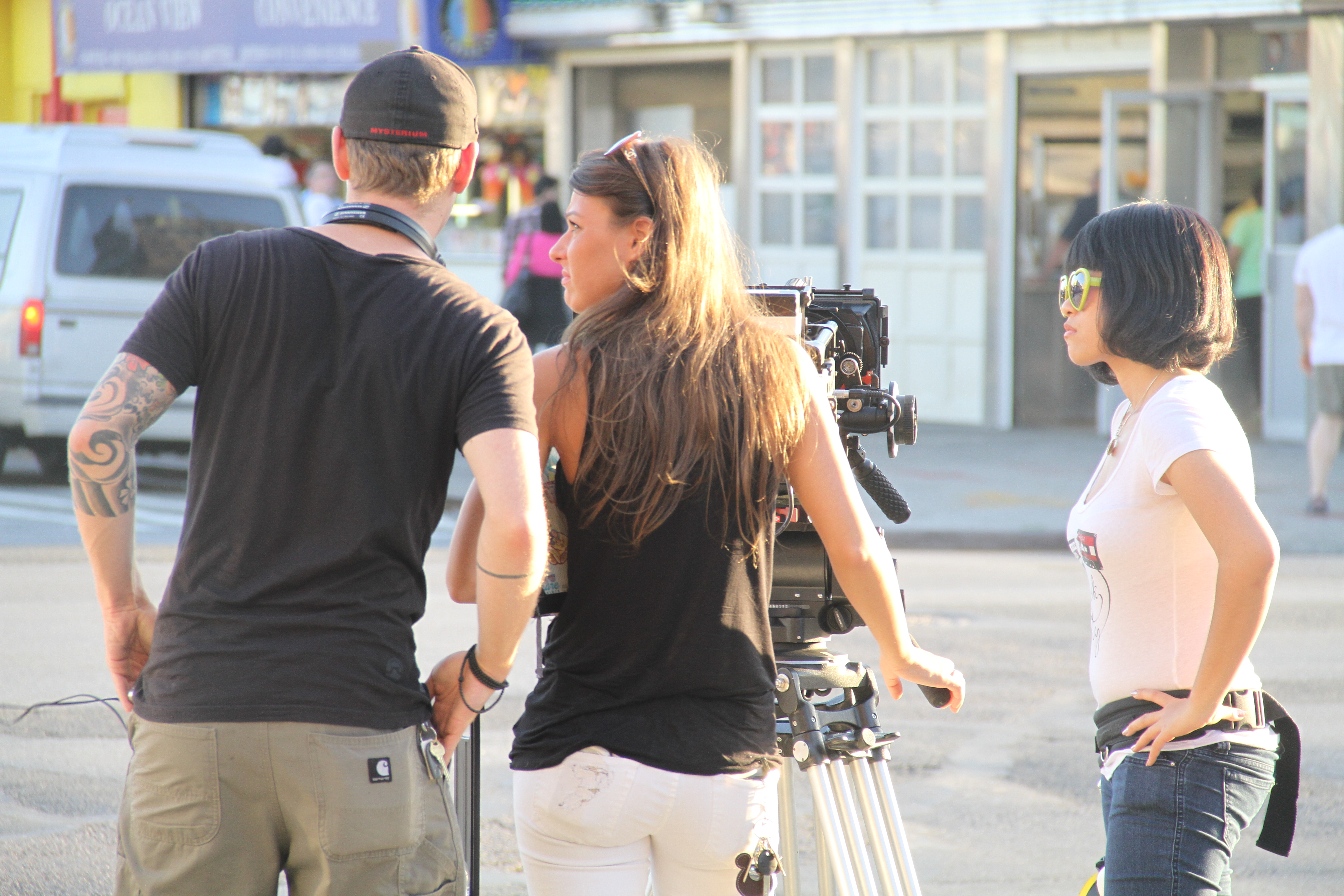 On set of short film, Blue Sunrise, directed by Klaudia Kaye, Shot by Markus E. Mueller.
