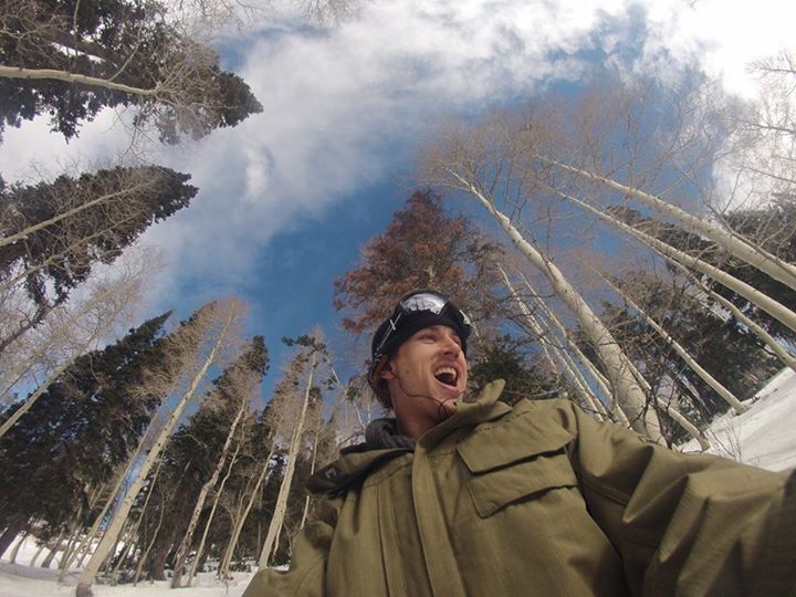 Snowboarding through the trees. Utah-Sundance 2013