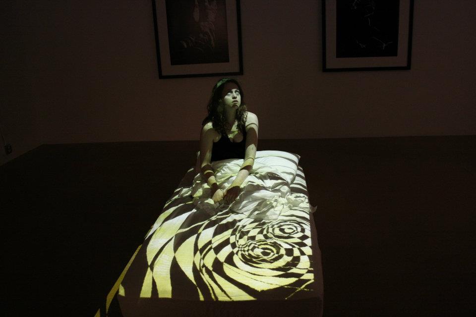 Kelsey Murphy-Duford as Sleep Deprived in Lisa Stewart's Art BFA piece at Cornish College of the Arts.