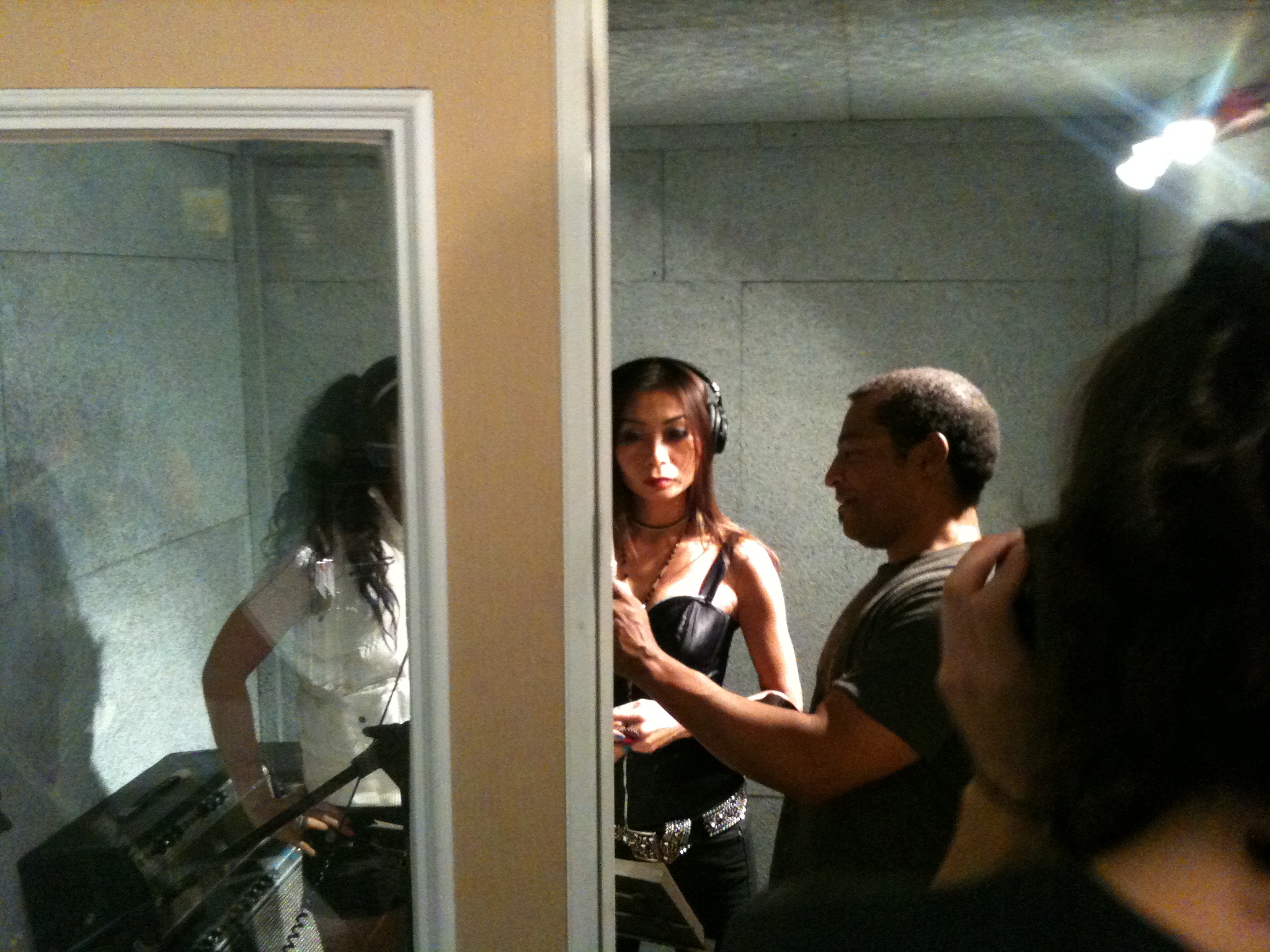 Sulinh Lafontaine as SANJA in 'The Cookies'. Behind the scenes of a recording session in music studio