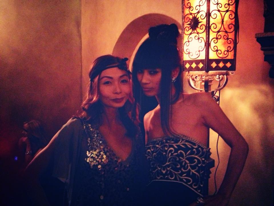 Sulinh Lafontaine & Bai Ling red carpet attendees for a Great Gatsby event in Hollywood by designer Sue Wong.