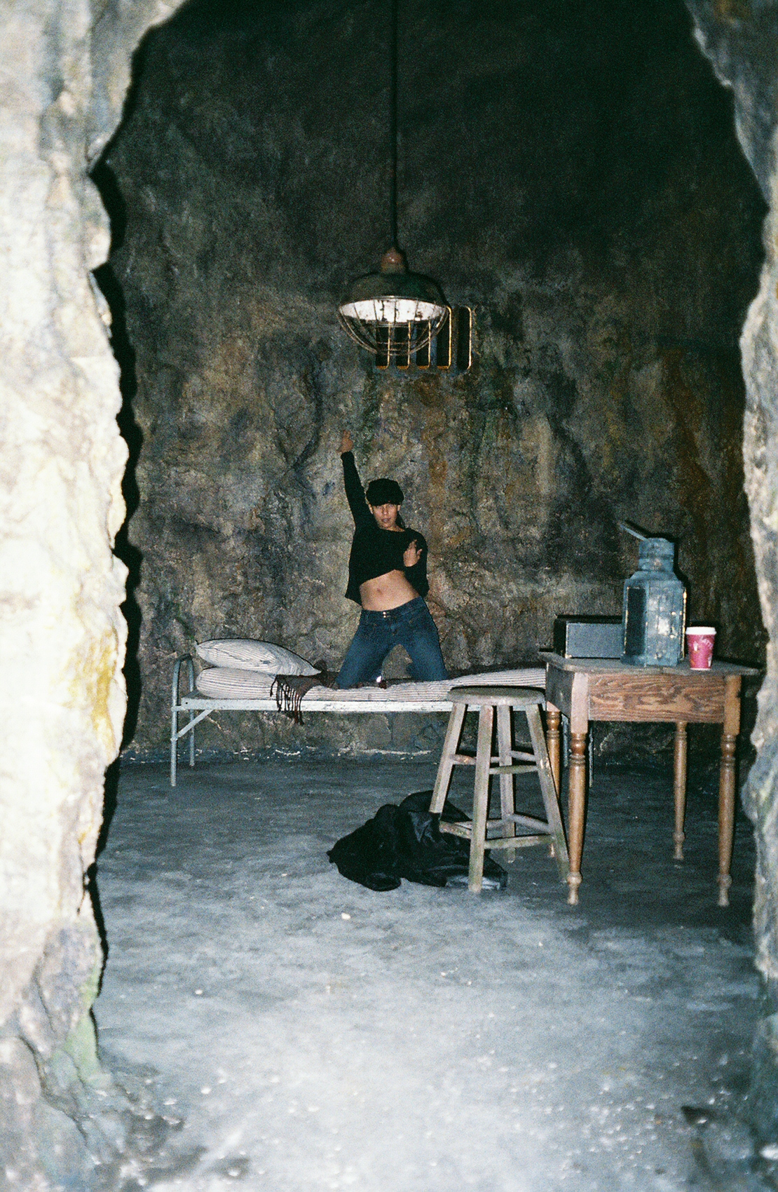 Jo-Ann Pantoja on set of The Legend of Simon Conjurer in the cave