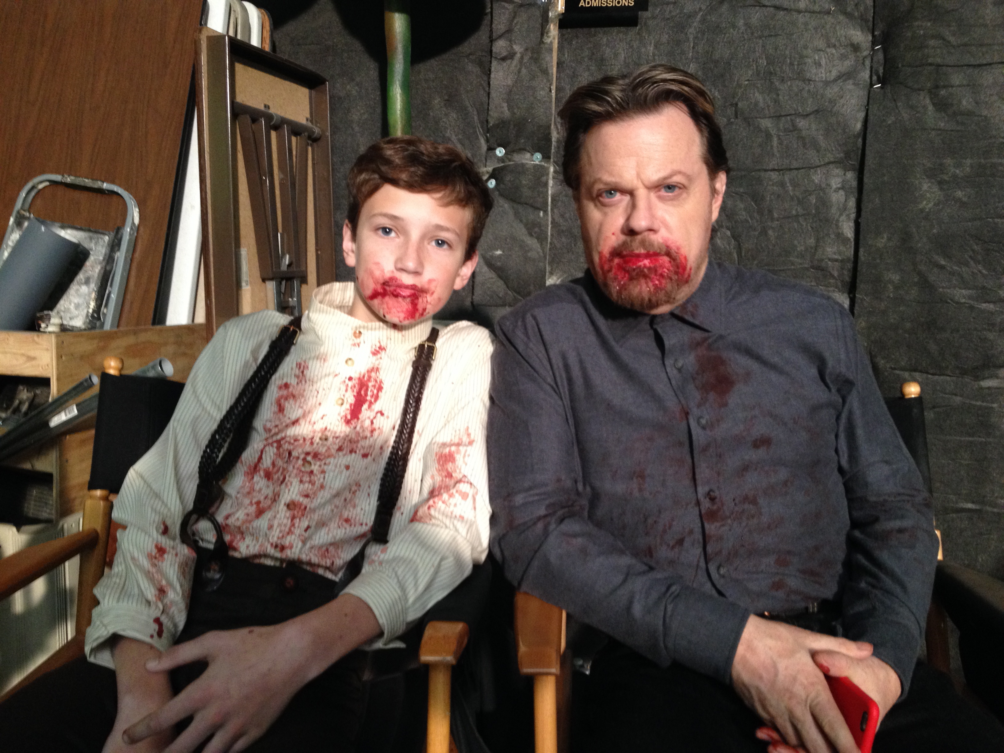 Young Wolfe and Wolfe (AKA Eddie Izzard) on set and ready to shoot
