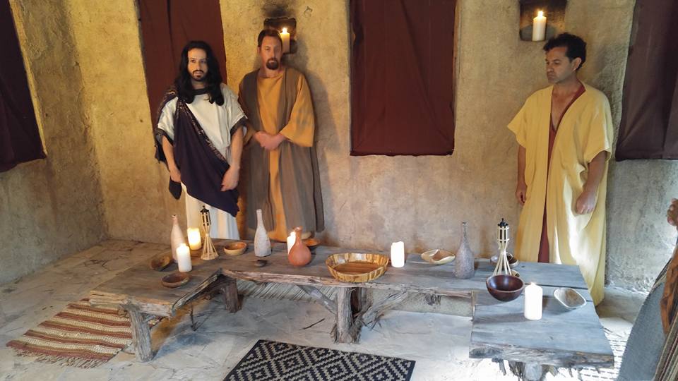 Joe Atinsky (Jesus) Me (John) and (Judas) preparing for the Last Supper in Acts of Thaddeus: Legend of the Holy Shroud