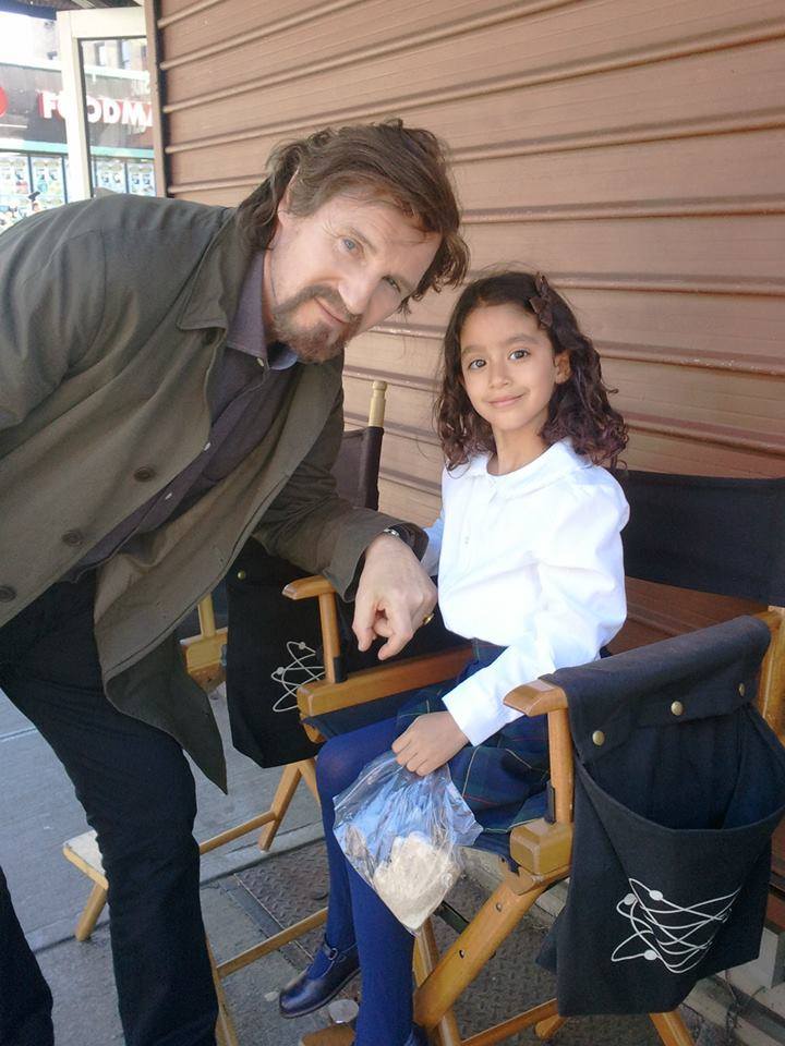 With Liam Neeson on the set of 