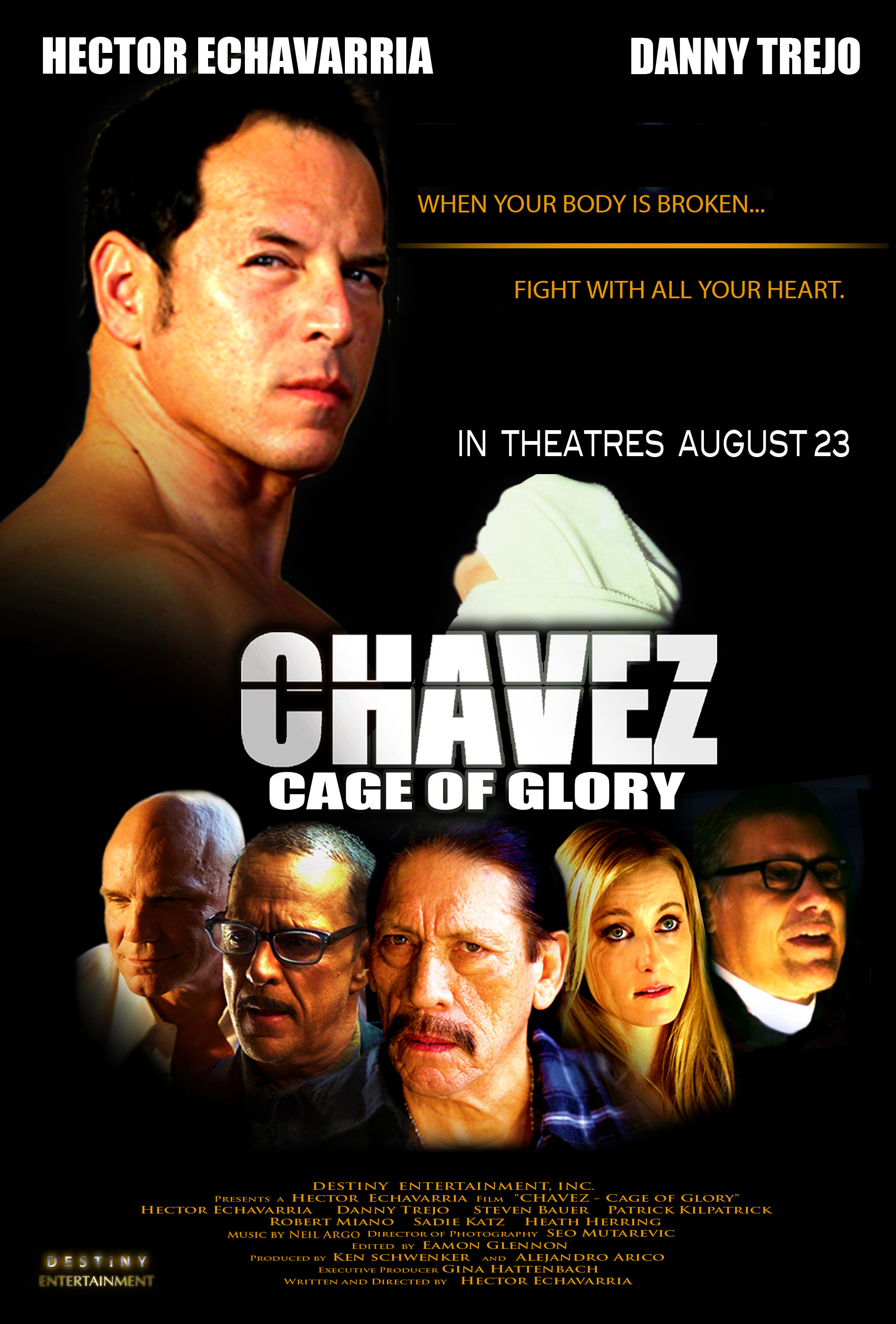 Steven Bauer, Danny Trejo, Hector Echavarria, Patrick Kilpatrick, James Russo and Sadie Katz in Chavez Cage of Glory (2013)