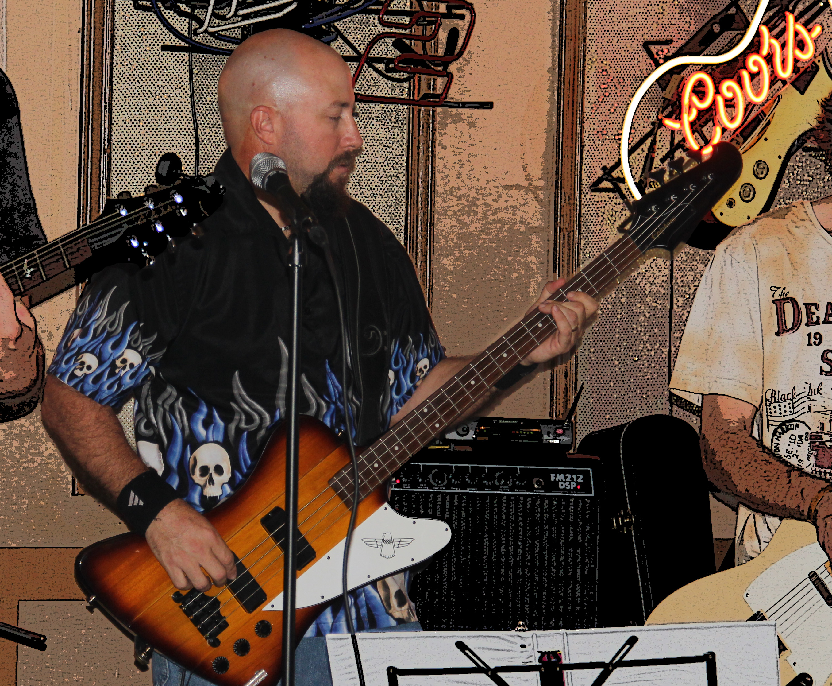Playing bass guitar with my band, The 4one9ers during our No Wahalla US Tour of North Dallas