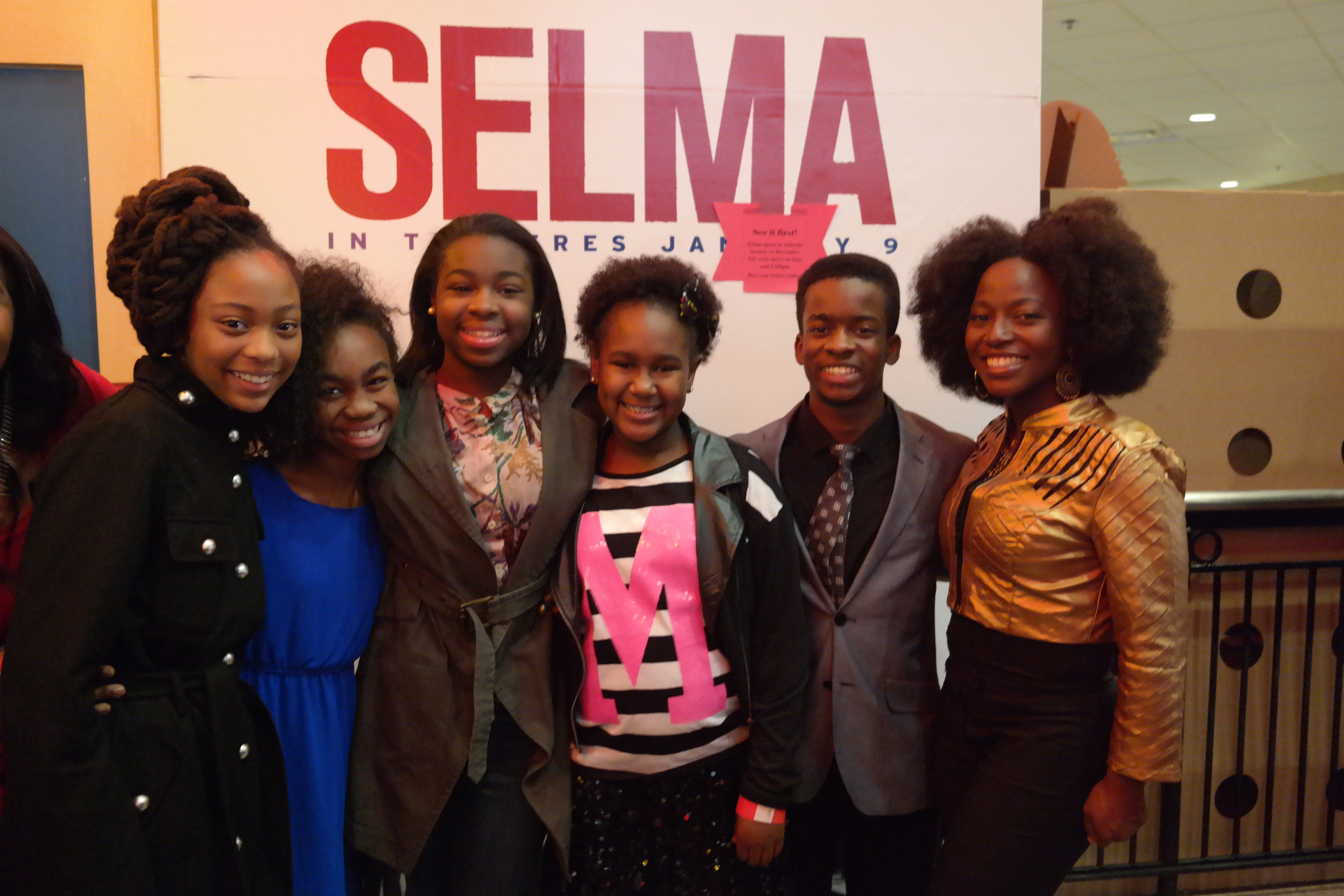 Jordan Rice (2nd from left) with SELMA castmates Trinity Simone, Ebony Billups, Mikeria Howard, Elijah Oliver and Charity Jordan at the Atlanta Screening of the movie