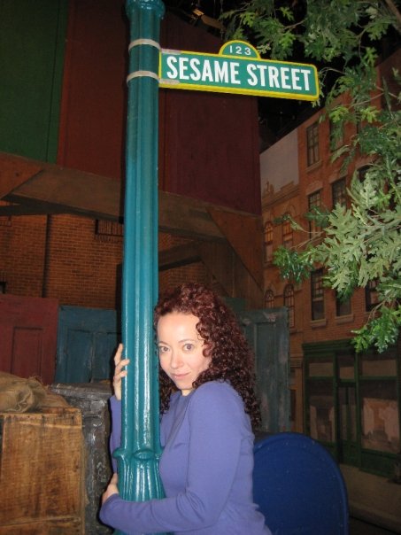 Ilyana Kadushin on the set of Sesame Street Television.