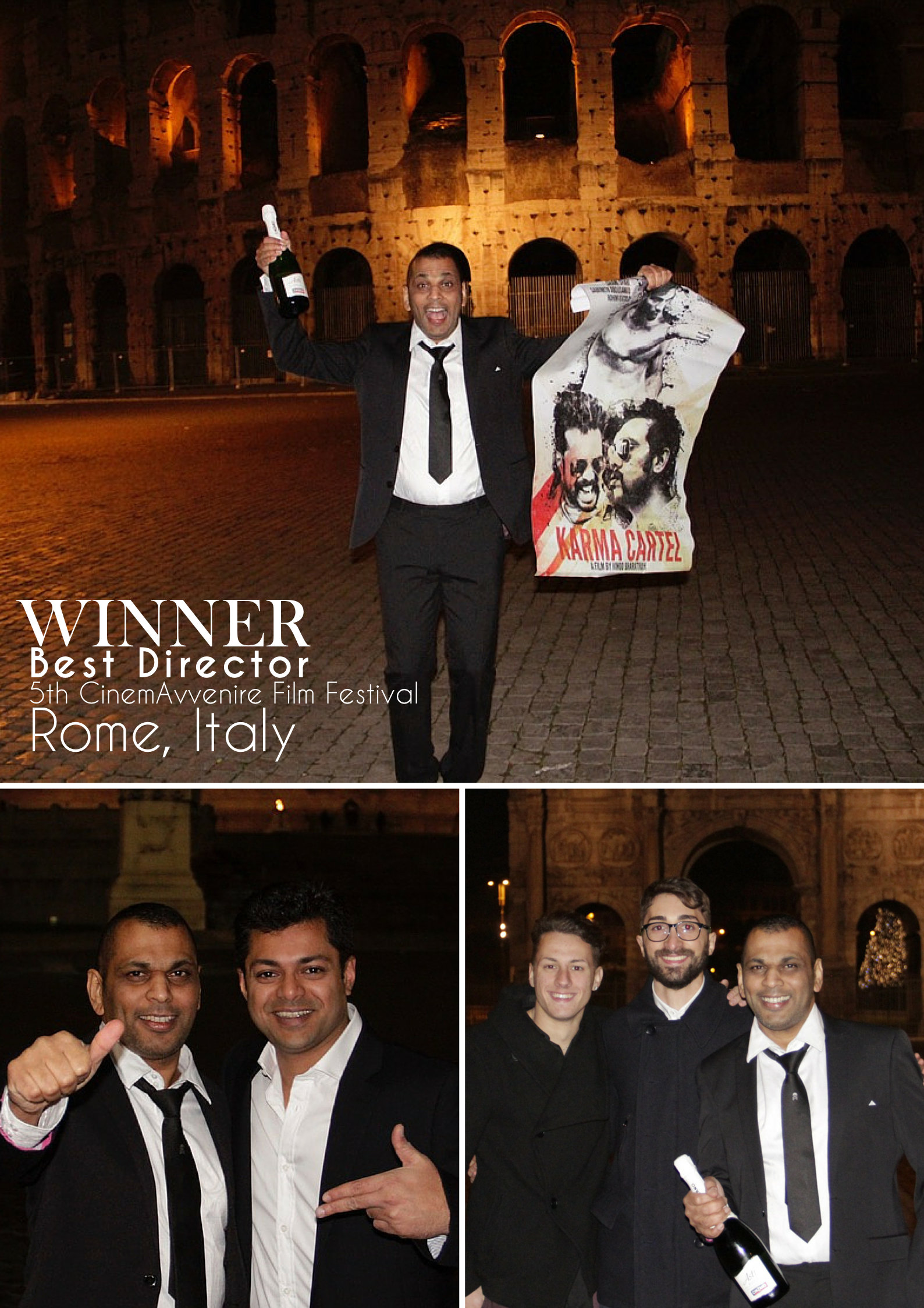 Celebration the Best Director win at the Colosseum, Rome.