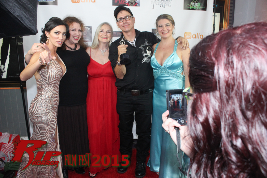 On the red carpet at the RIP HORROR FILM FESTIVAL. Director Todd Nunes and Actress Ashley Mary Nunes, Melynda Kiring, and Tamra Garrett