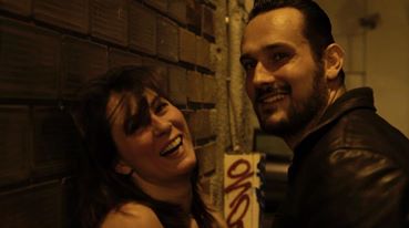 Still of Amélie Pimont and Dominic Rouvillé while filming Lily.