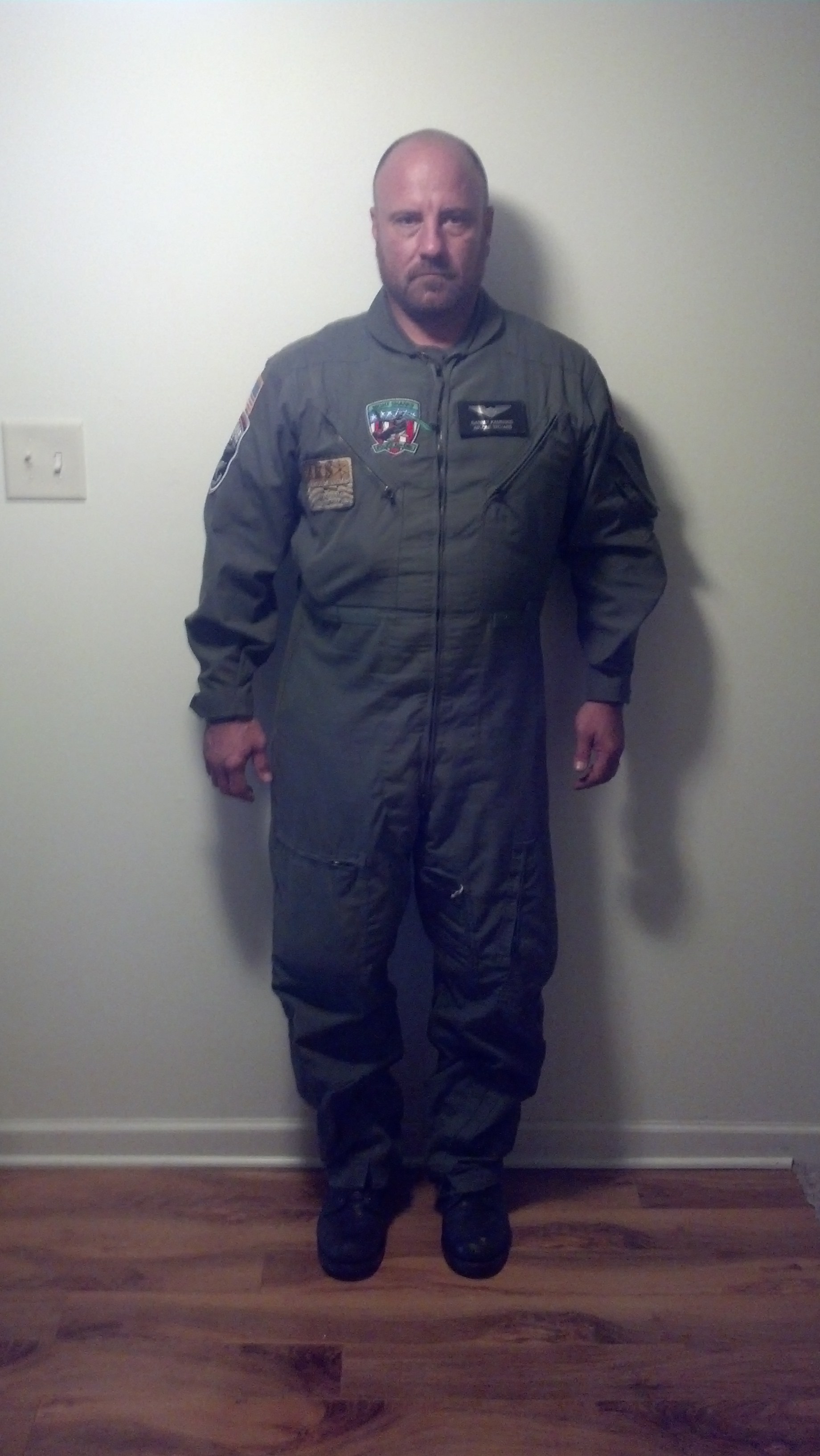 Full body flight suit photo.
