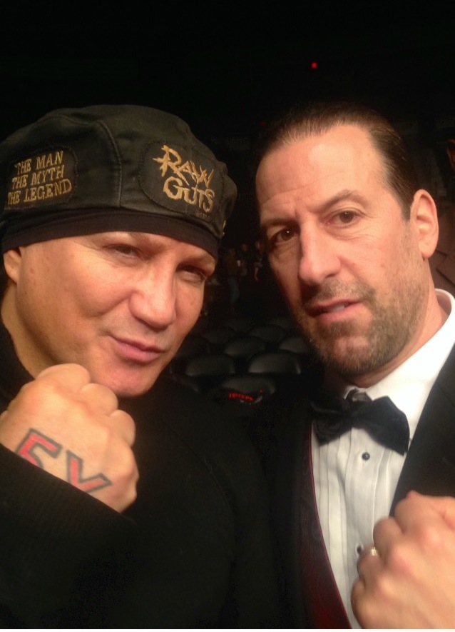 In between filming scenes of Bleed for This with Five-time World Champion Vinny Paz.