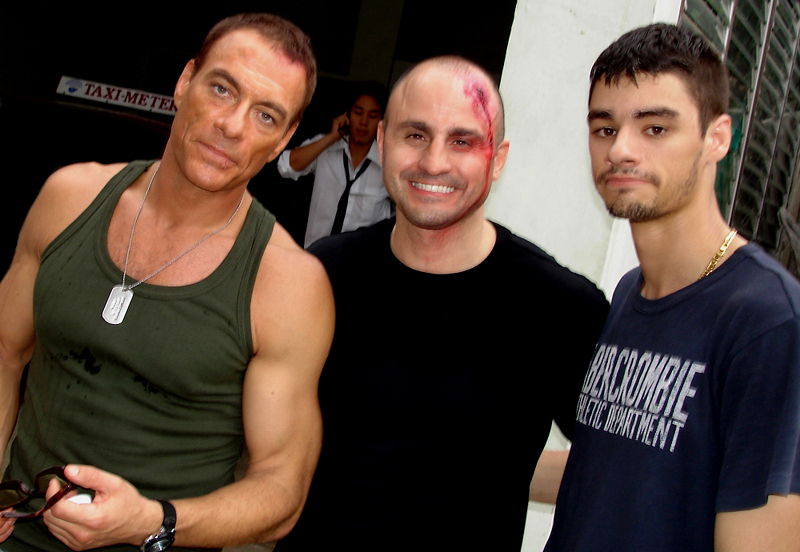 Jean-Claude Van Damme, Cal Rein and Kris Van Damme on the set of Full Love.