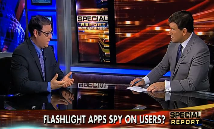 Cybersecurity Expert Gary Miliefsky explains to Bret Baier how flashlight apps on smartphones are really creepware spying on consumers
