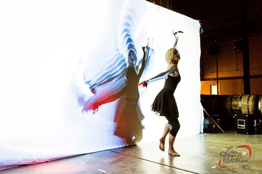 Dancing in Aurora Vortex light installation performance at Front Range Film Festival 2015 - created by David Quakenbush
