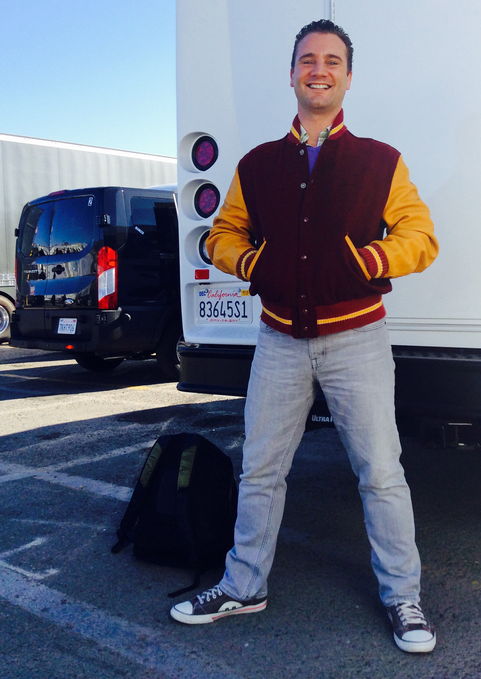 Jake Hanson on the set of TNT's Murder In The First (2015).