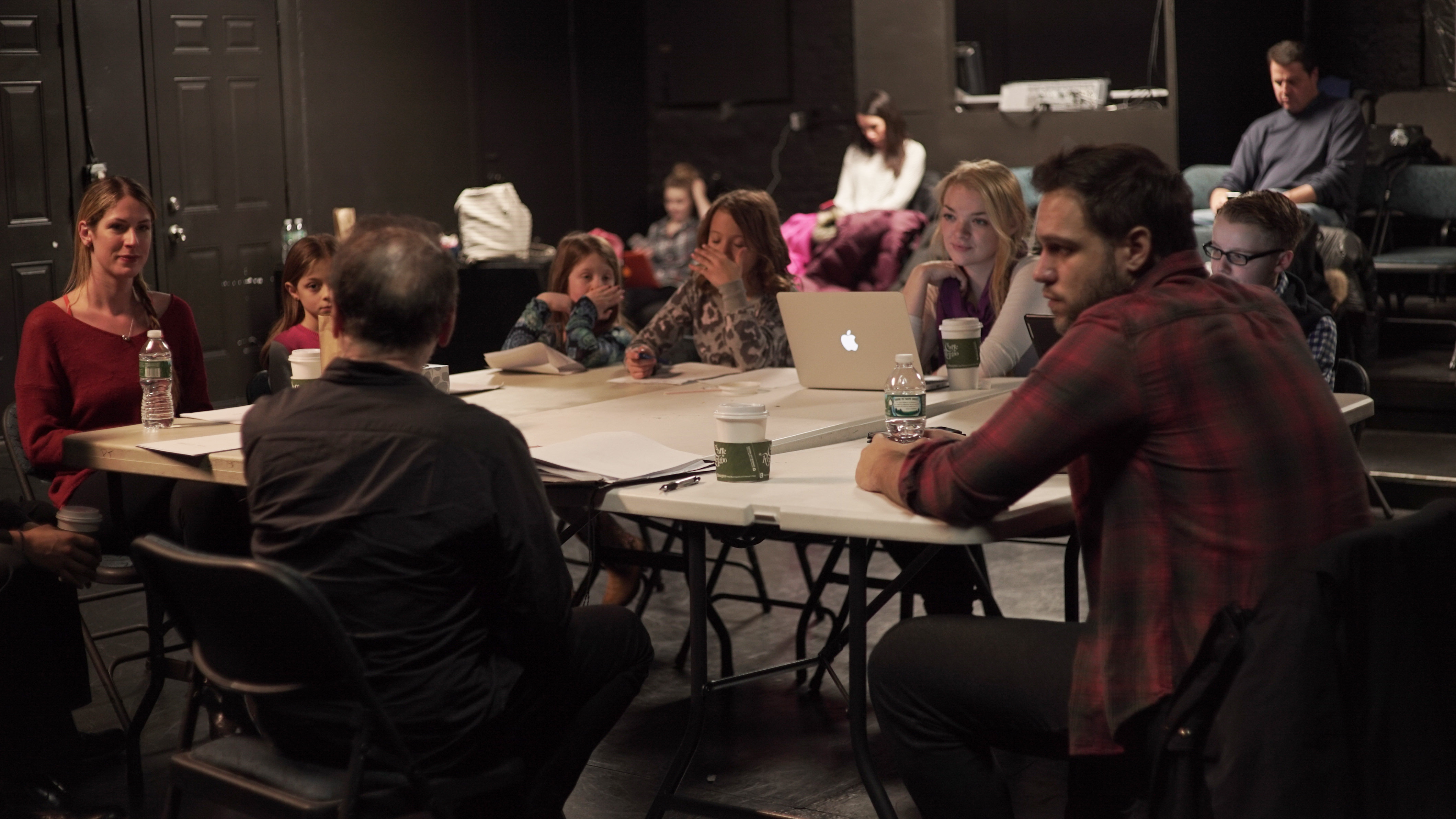 Table Reading and dialect training session with the cast of Pickings. Taso Mikroulis, Katie Vincent, Eila Francis, Chris Liam, Reese Grande, Samantha Zaino, Elyse Price and dialect coach Lester Thomas Shane.
