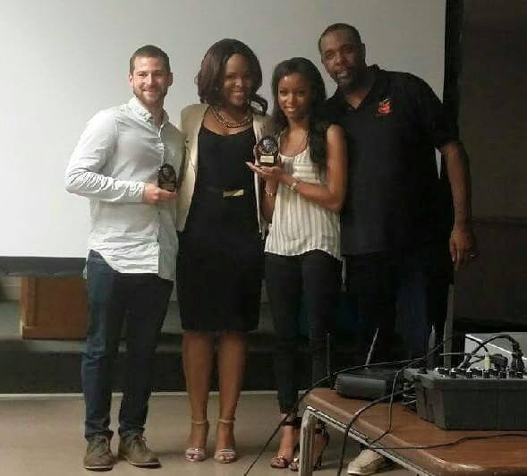 Tai Anderson accepting an award for Best Actress for her role as Jaya in Yield at the TPN Film Fest