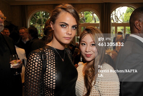SuperModel Cara Delevingne (L) and Alice Aoki attend the BAFTA Los Angeles Tea Party at The Four Seasons Hotel Los Angeles At Beverly Hills on January 10, 2015 in Los Angeles, California.