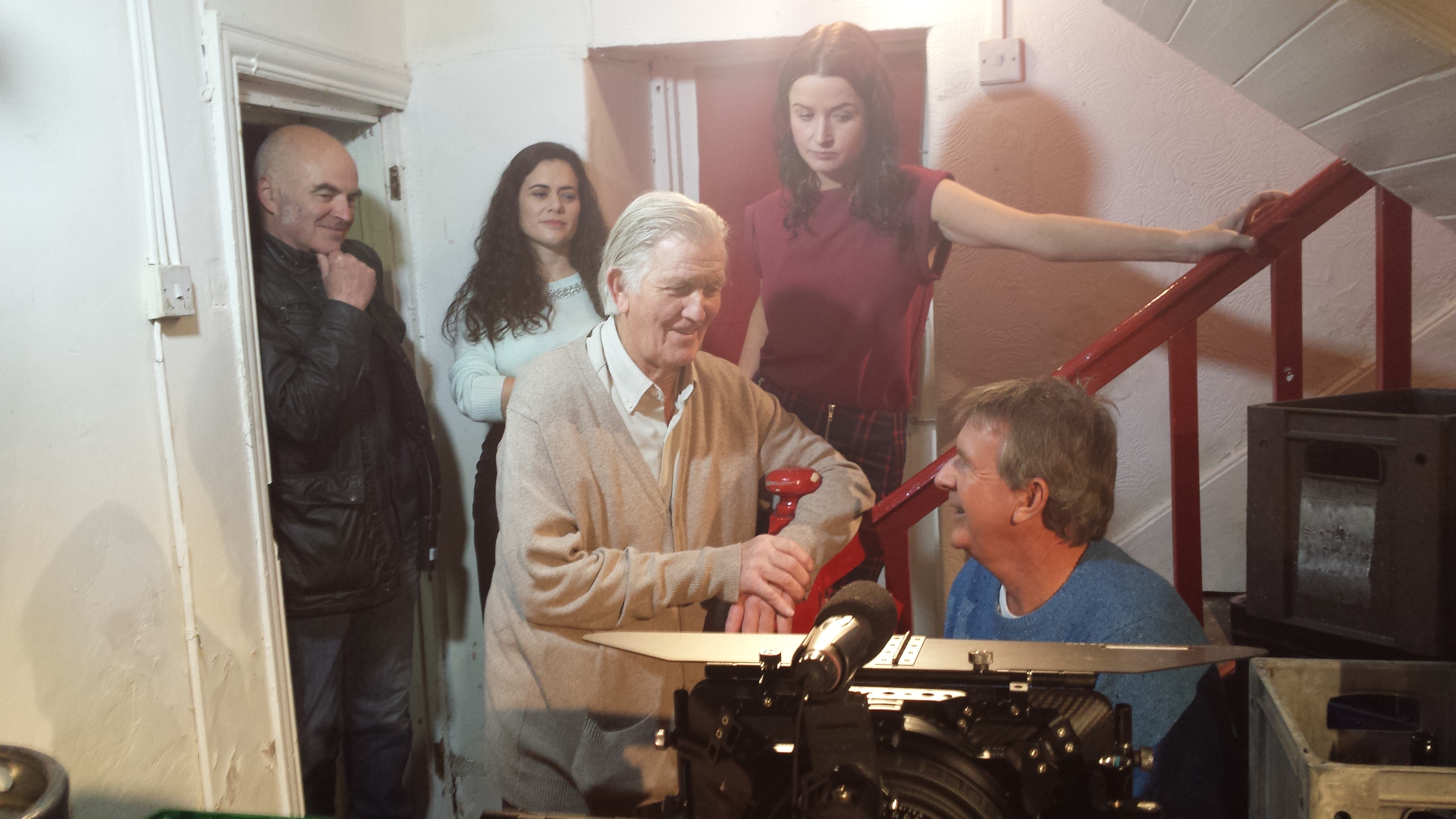 Norah King on location filming the Gaelic Curse (2016) with Nick McMarthy (L), Lynette Callaghan (R), Jack Conroy (director / DOP) and Brian Walsh (Writer / Producer).