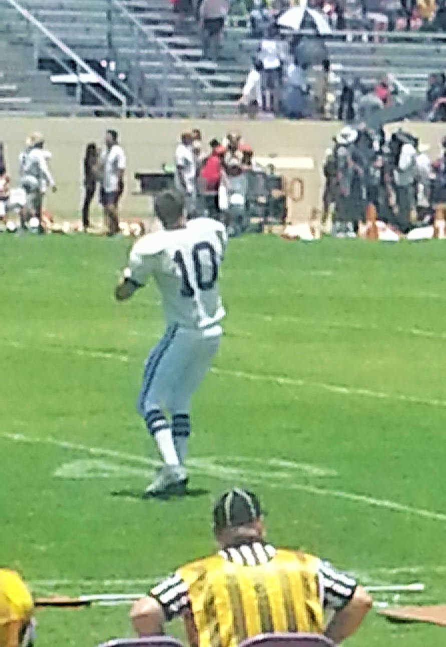 Photo of Brett Jr. during filming of My All American, while I was in stands as a Football Fan.