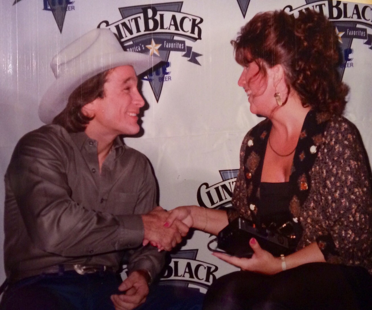 Entertainment reporter Kim Leslie interviews Country Music Star Clint Black.