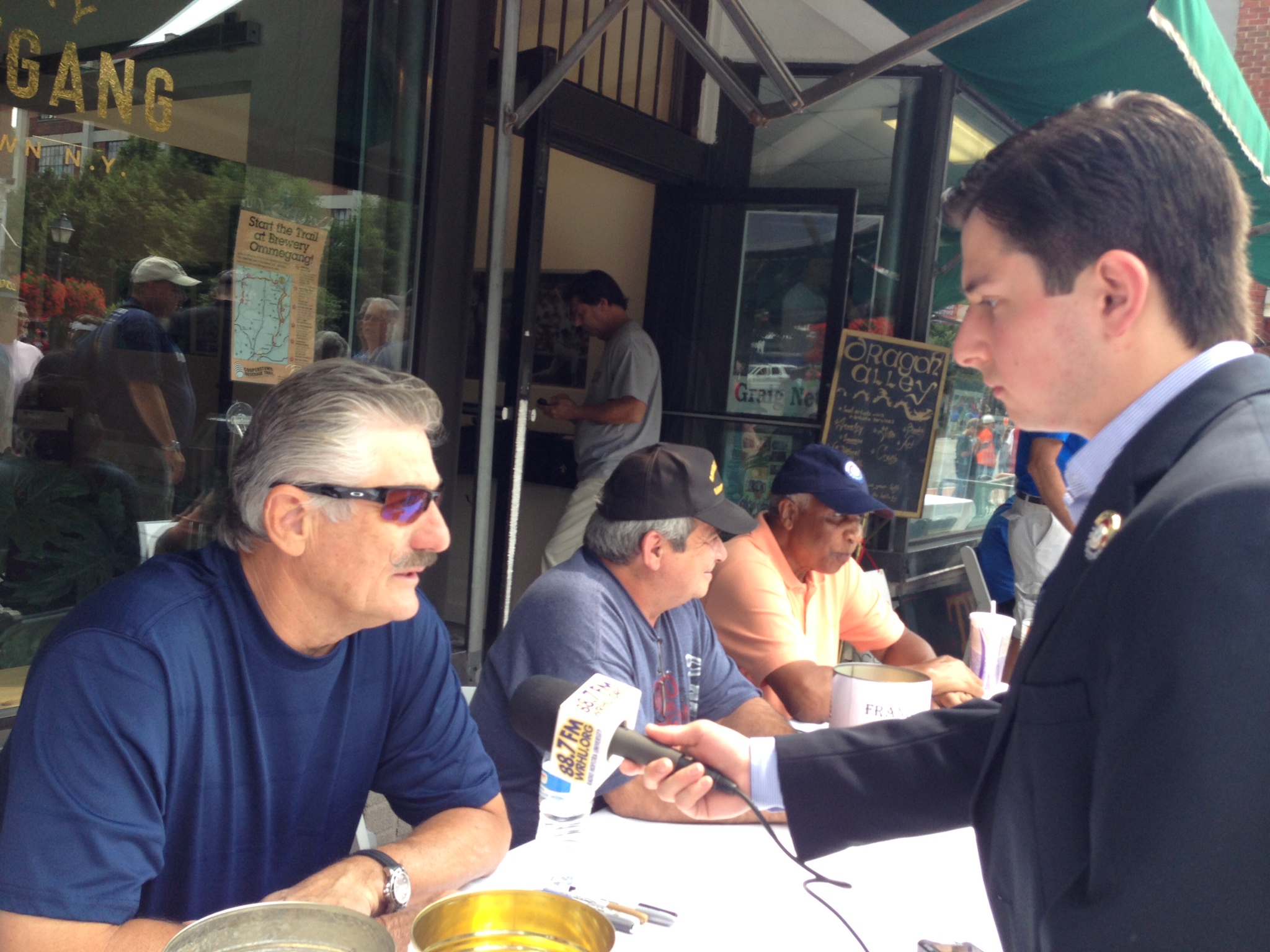 Neil A. Carousso (right) interviews Hall of Fame pitcher Rollie Fingers in Cooperstown, NY