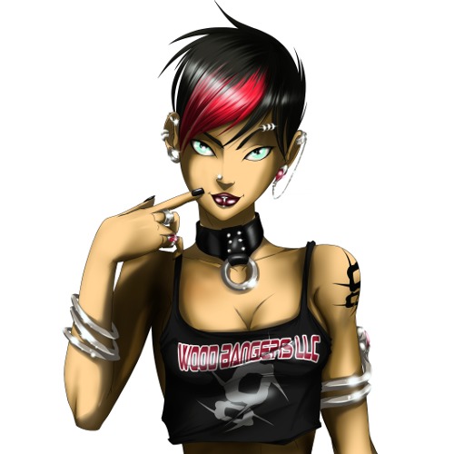 Our Official Mascot and Logo at WoodBangers Entertainment. This is the avatar cartoon version of our model Lisa WoodBanger