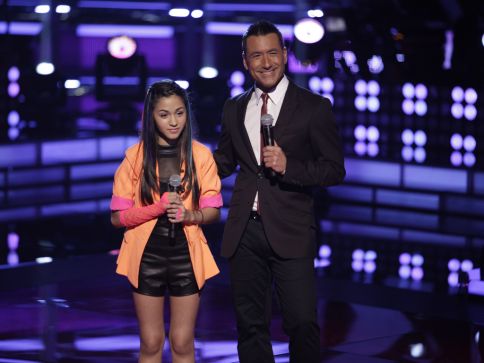 Alanis Sophia with Jorge Bernal (Host) at The Voice Kids Season 1 (Live shows)