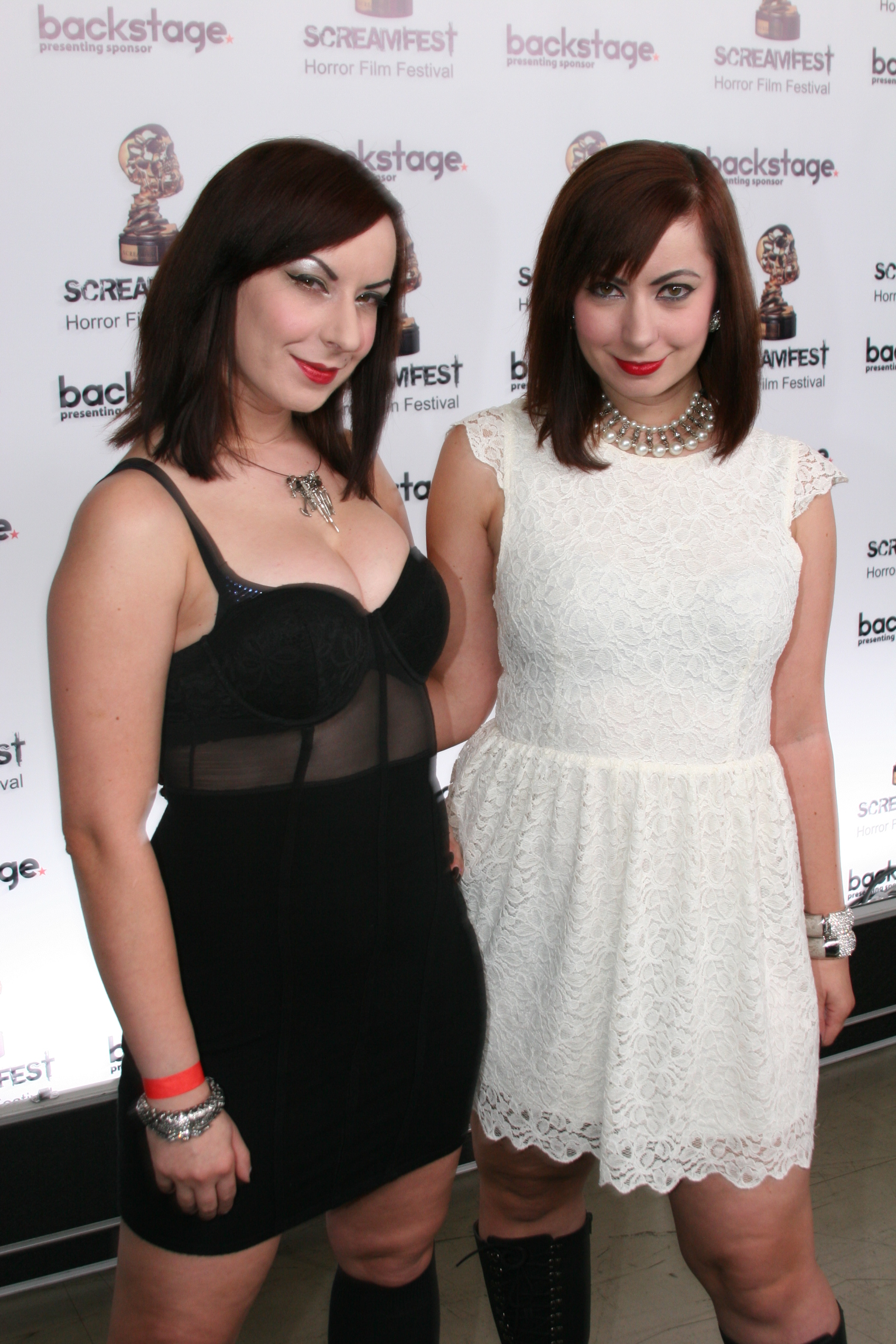 Jen (left) and Sylvia Soska (right) at the Opening Night Gala at Screamfest 2014.