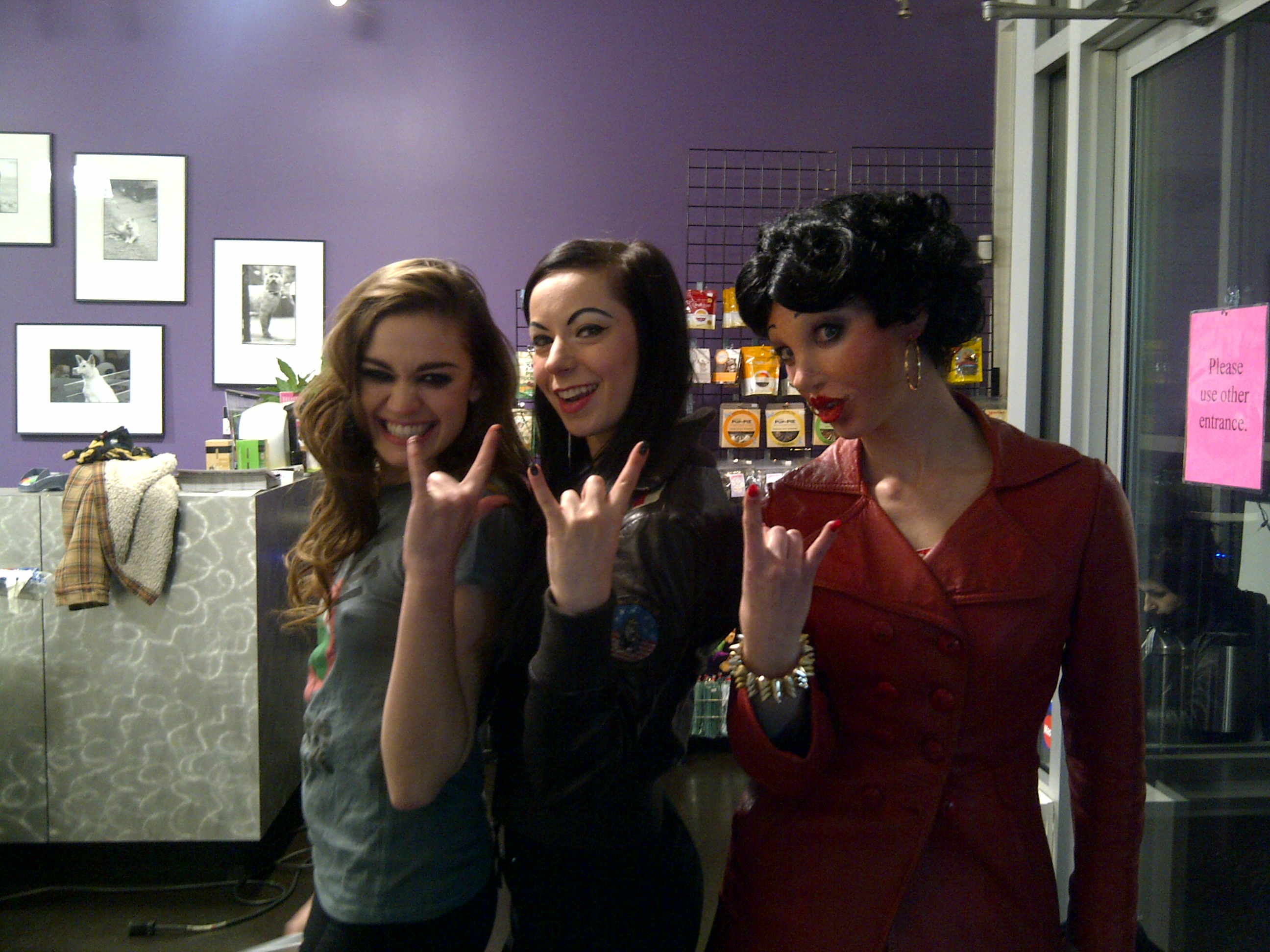 Sylvia (middle) with Tristan Risk (right) as Beatress Johnson and Julia Maxwell (left) as Tessa.