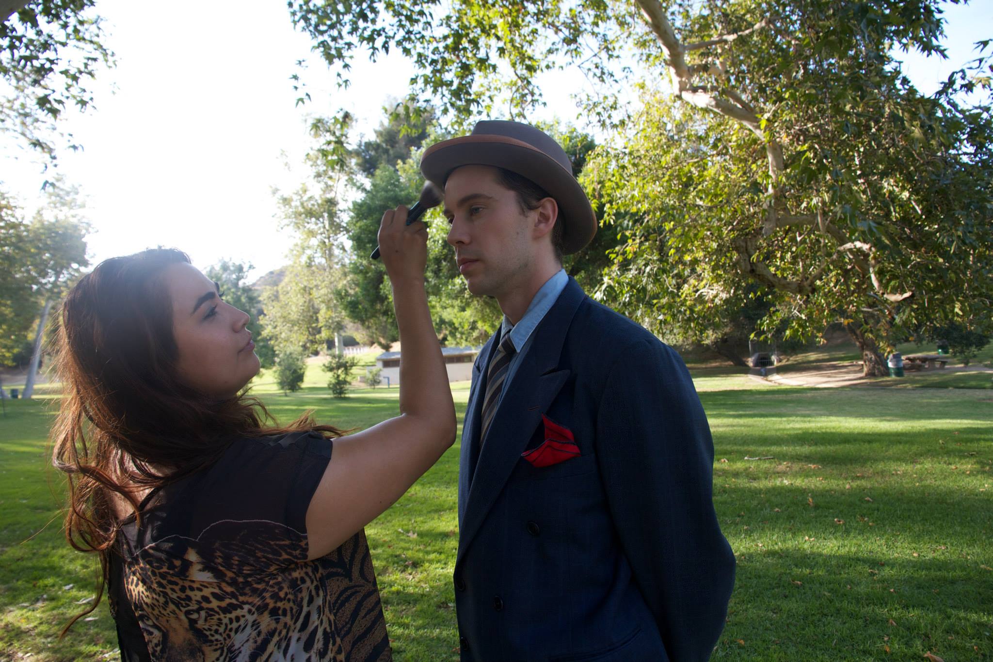 Touch ups on actor Travis Crookshanks on the film IN HER PROPPER PLACE