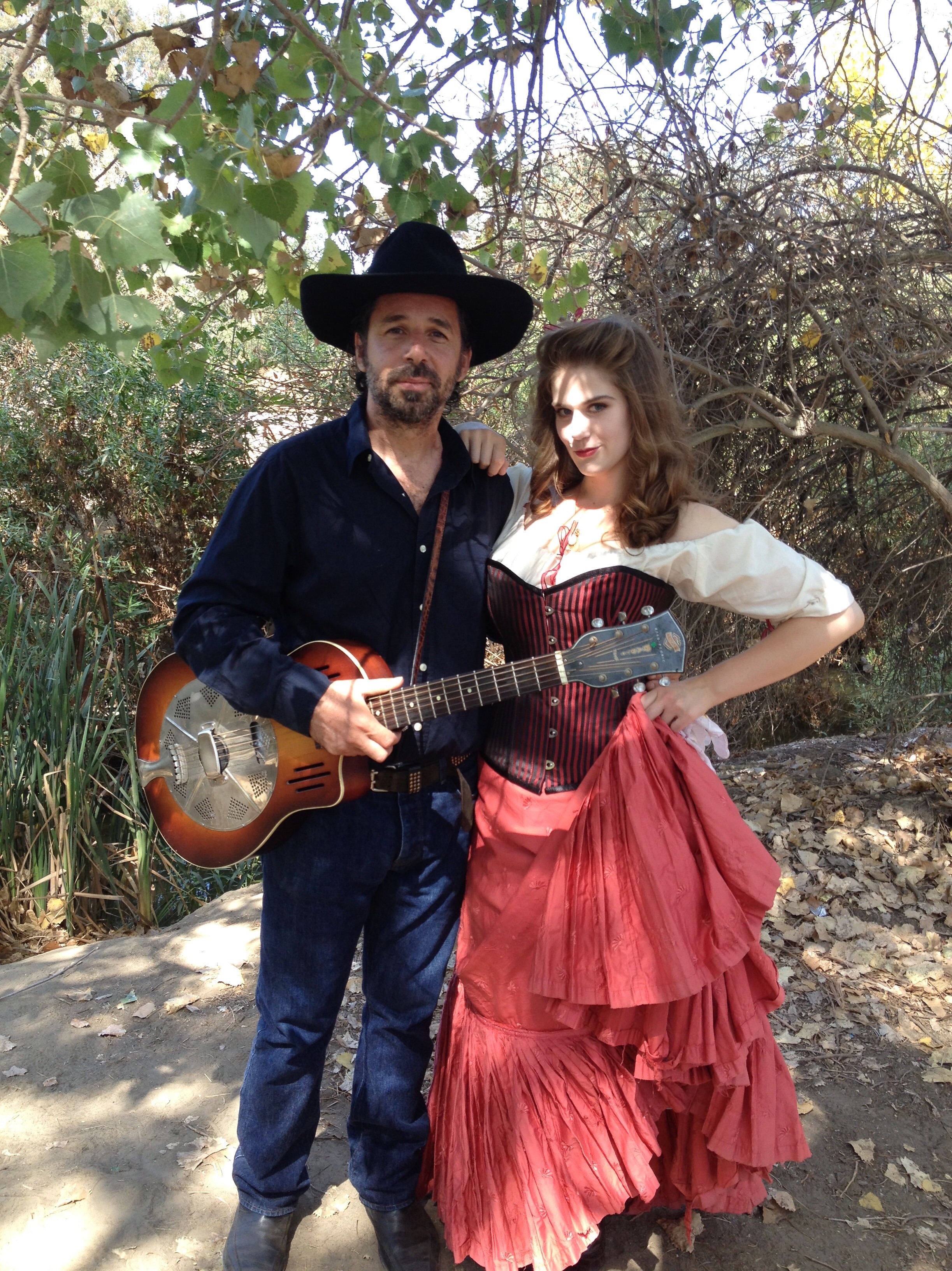 Luis Oliart and Lauren Alexandra Lewis on set for 