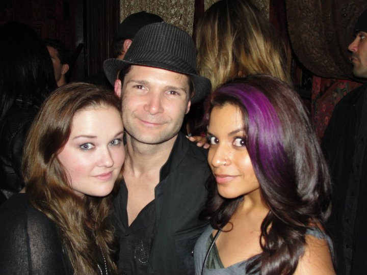 Elizabeth with actor Corey Feldman and photographer Yagel Barahona at an event in Los Angeles.