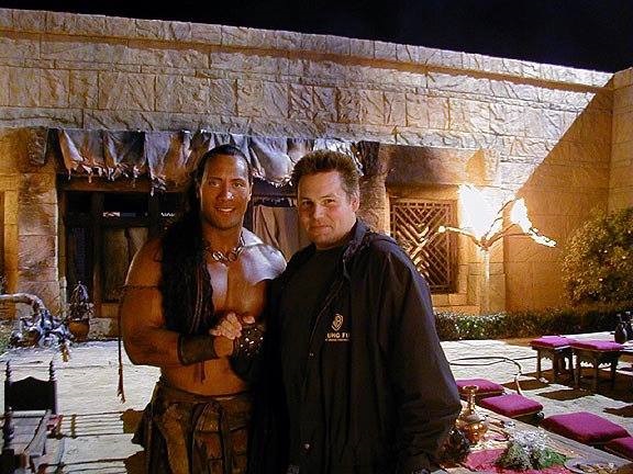 Dwayne Johnson and Mike Dawson (a.k.a. Michael Dawson) on the set of The Scorpion King (2001).