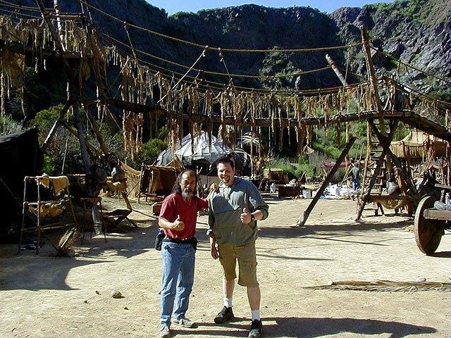 Al Leong and Mike Dawson (a.k.a. Michael Dawson) on the set of The Scorpion King (2001).