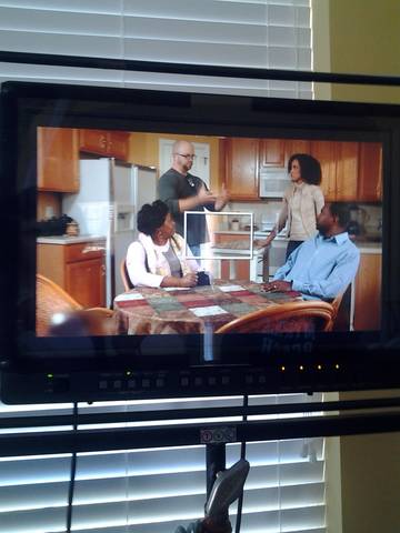 Jared Stovall on set for the American General Insurance commercial.