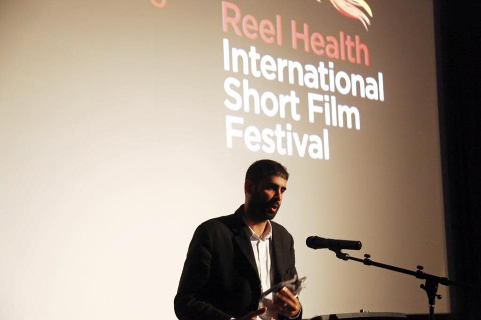 Accepting the Grand Prize for the Best Film of the Festival at the Reel Health International Short Film Festival